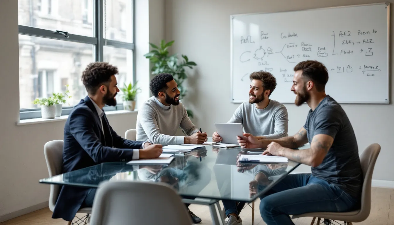 Équipe d'une agence web discutant de la création de sites internet