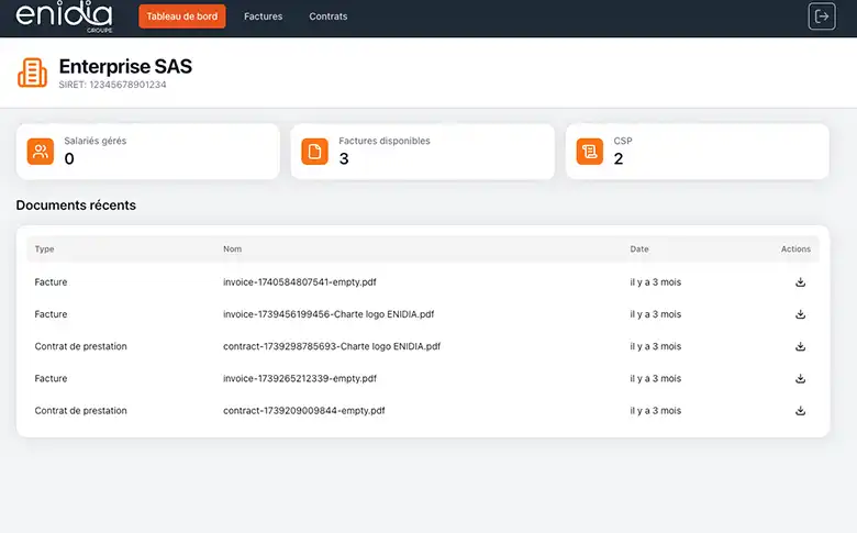 Application de gestion de portage salarial pour Enidia Groupe  - image de galerie