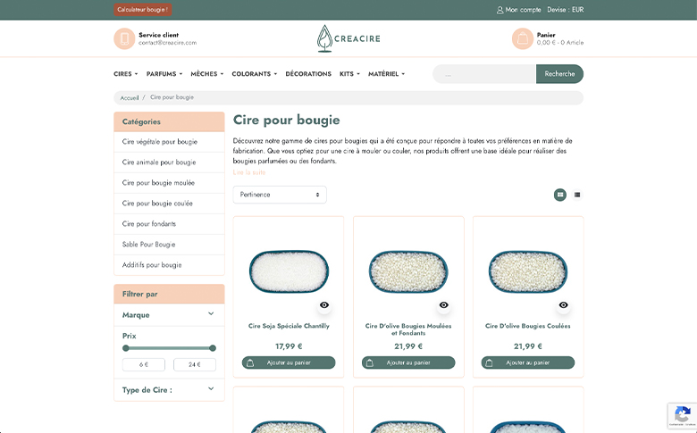 Création d'une boutique en ligne PrestaShop pour Créacire - image de galerie