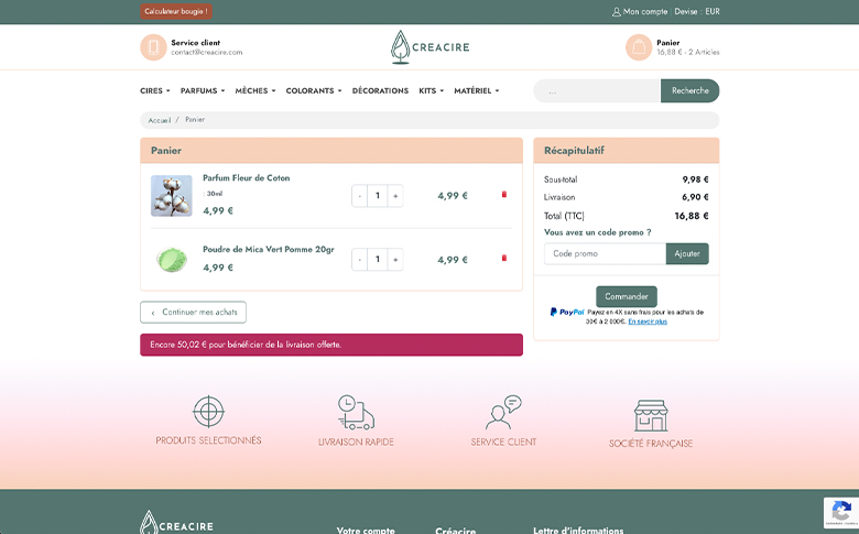 Création d'une boutique en ligne PrestaShop pour Créacire - image de galerie