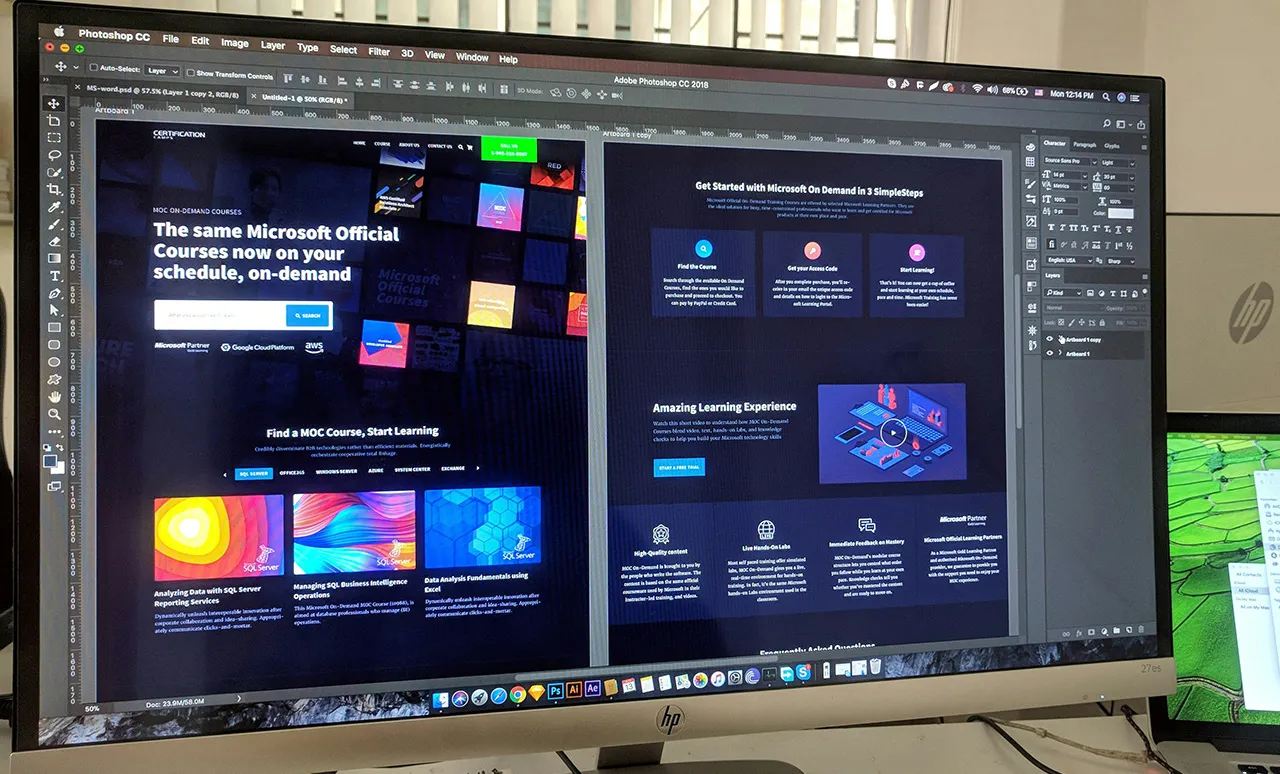 Écran présentant la conception graphique lors de la création d'un site internet