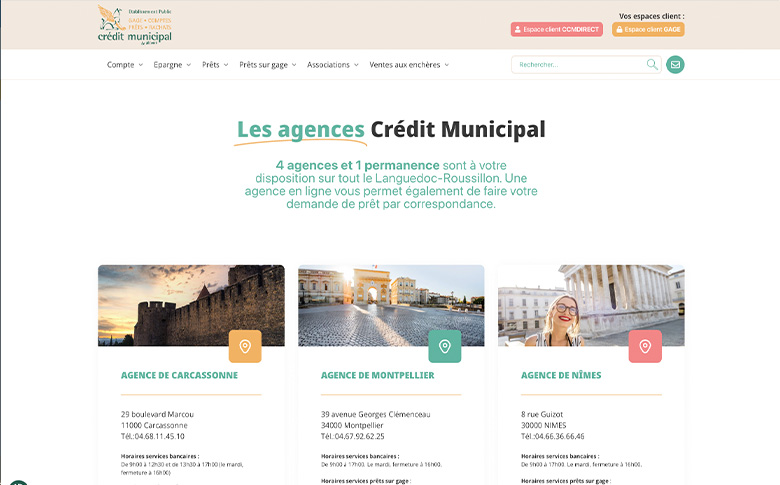 Refonte site institutionnel WordPress pour le Crédit Municipal de Nîmes - image de galerie