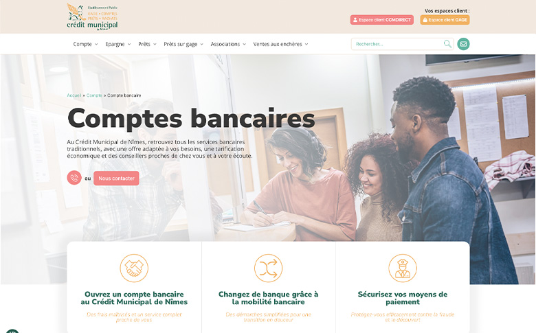 Refonte site institutionnel WordPress pour le Crédit Municipal de Nîmes - image de galerie