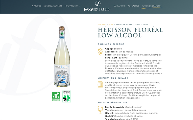 Création d'un site WordPress avec catalogue produit pour Jacques Frelin Vignobles - image de galerie