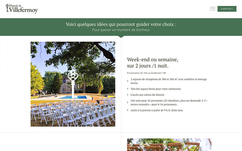 Logotype et développement du site WordPress pour le Manoir de Villefermoy - image de galerie