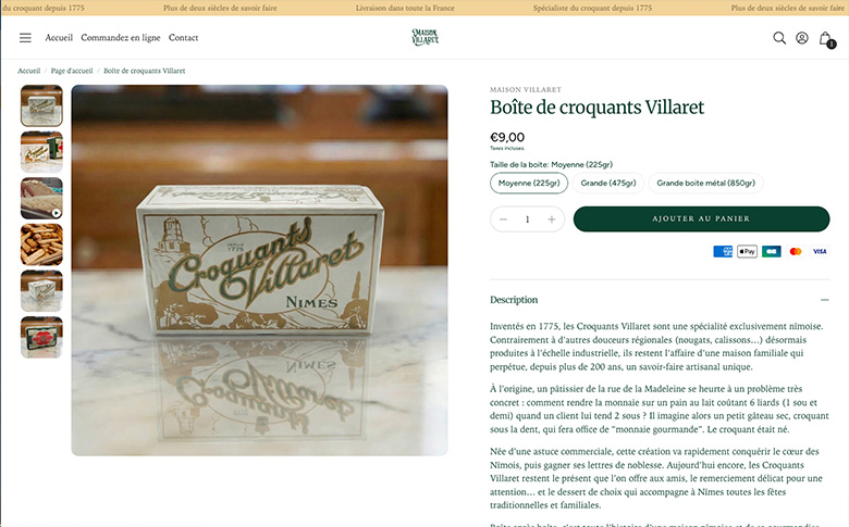 Création de la boutique en ligne Maison Villaret - image de galerie