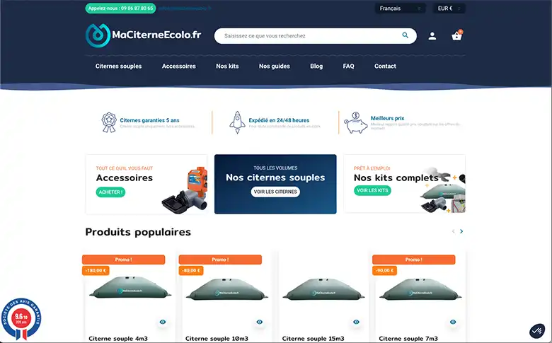 Site e-commerce Prestashop pour Ma Citerne Écolo - image de galerie
