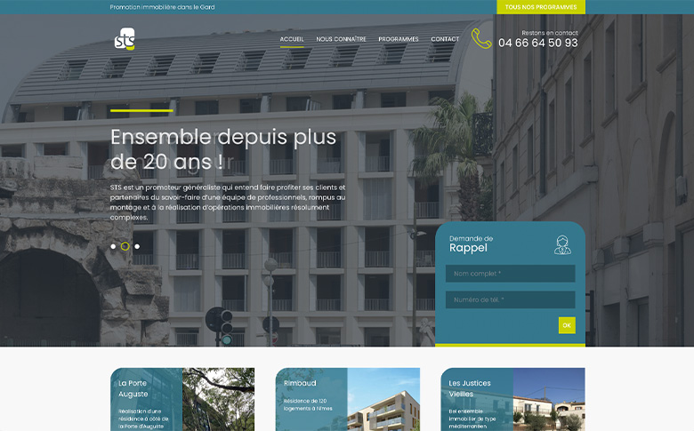 Site vitrine et catalogue immobilier pour STS Promotion - image de galerie