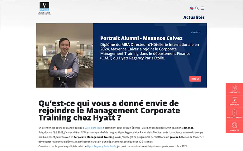 Sites internets internationaux des écoles du groupe Vatel - image de galerie