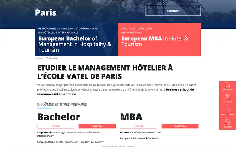 Sites internets internationaux des écoles du groupe Vatel - image de galerie