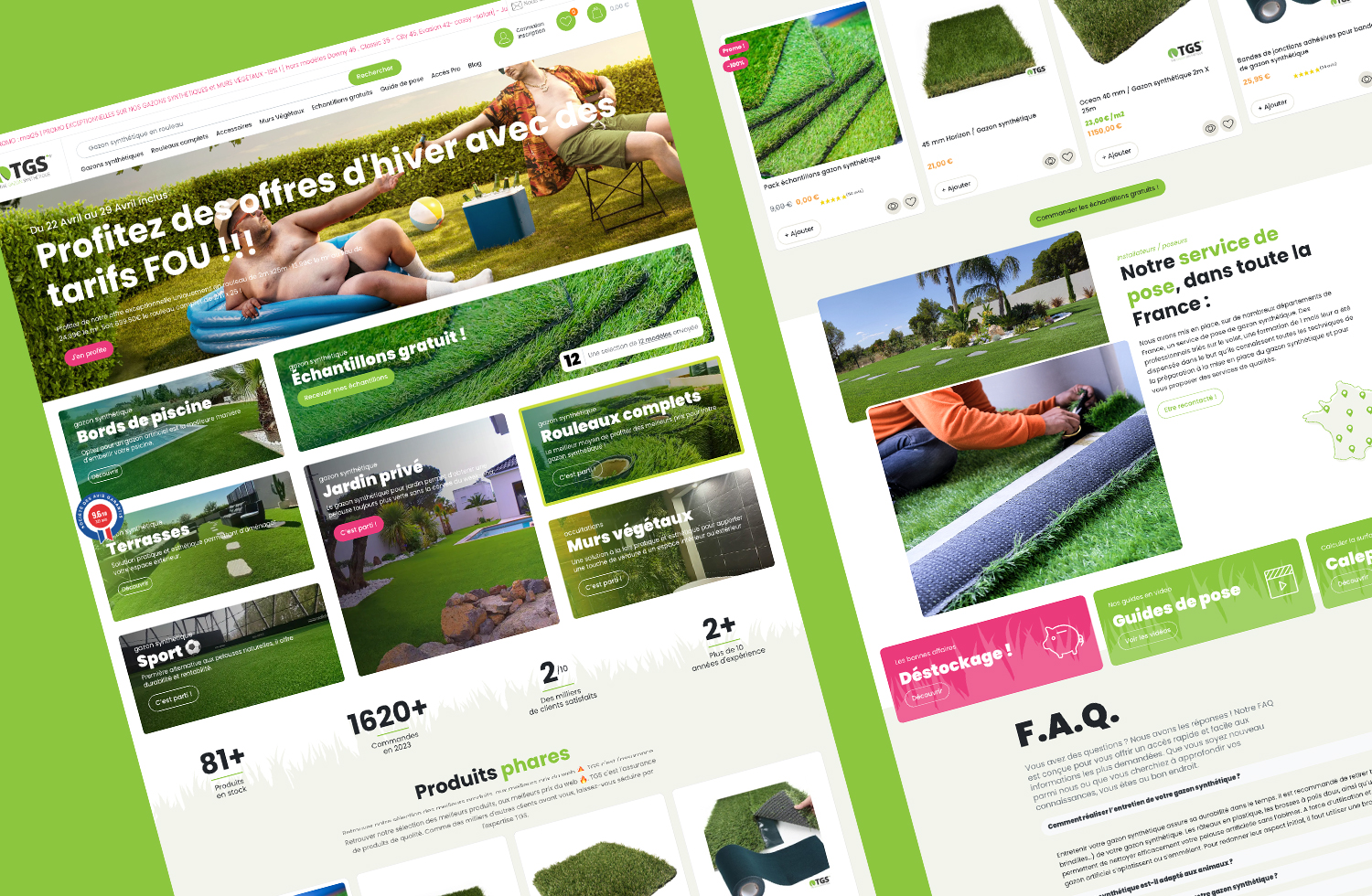 Branding et développement du site e-commerce PrestaShop pour The Gazon Synthétique