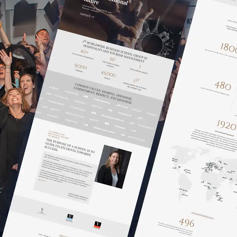 Landing page multilingue pour le site du Groupe Vatel