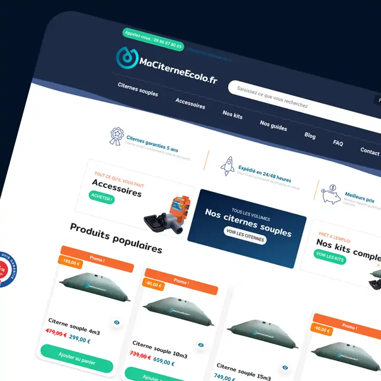 Site e-commerce Prestashop pour Ma Citerne Écolo