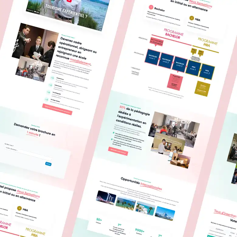 Landing page avec intégration d'HubSpot API pour l'École Hôtelière Vatel